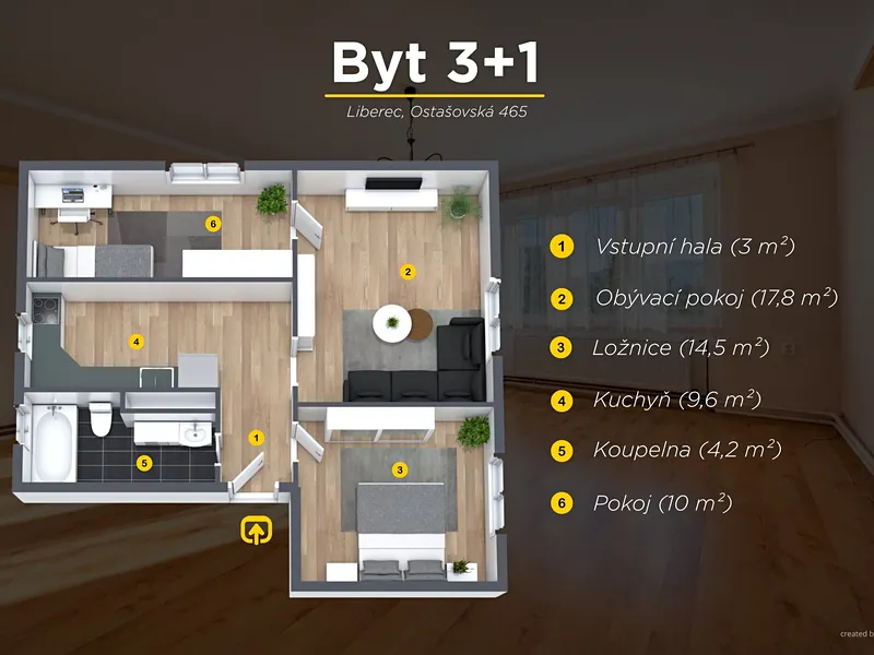 Prodej bytu 3+1 71 m², Liberec XI-Růžodol I, ev.č. 06112